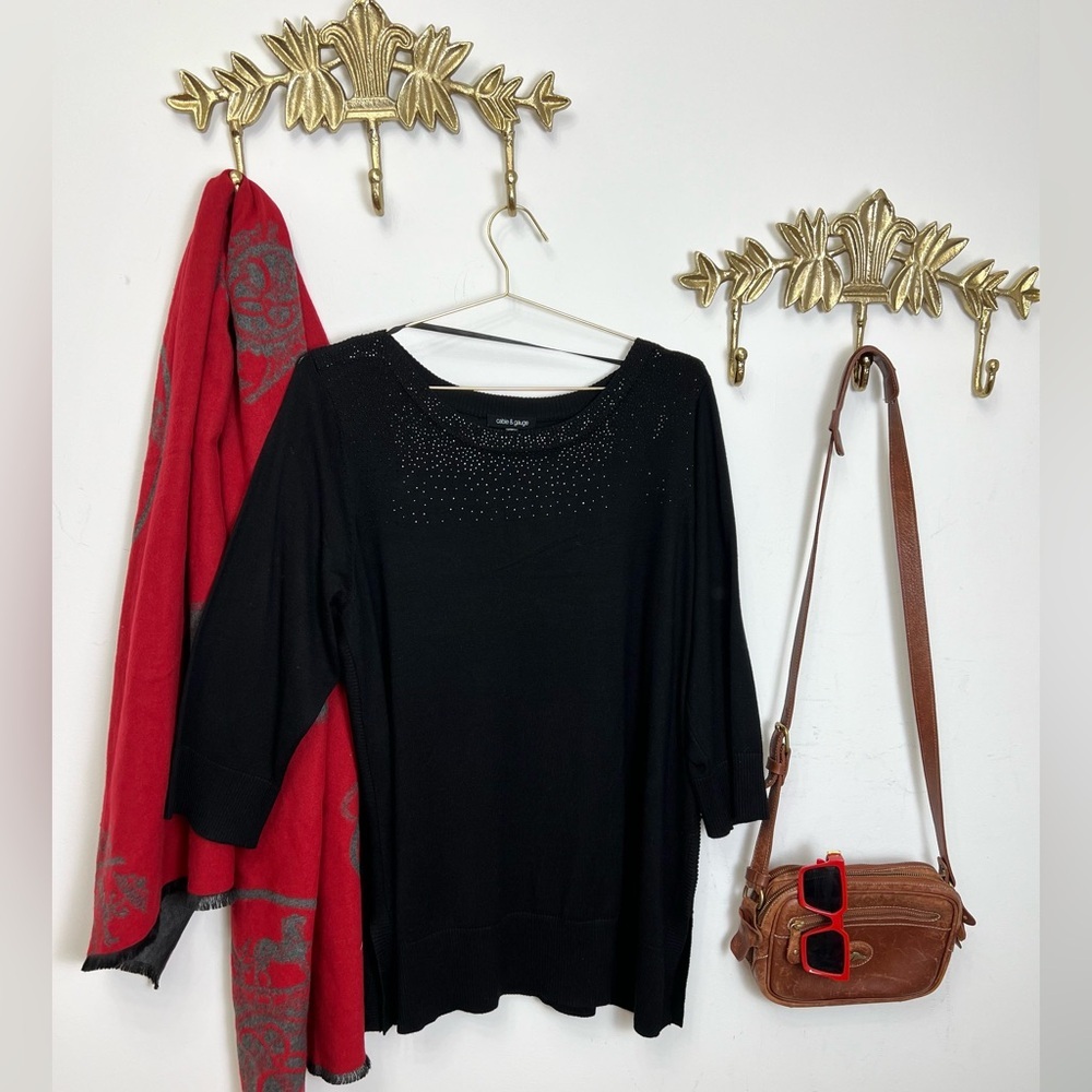 Cable &Gauge tunic black sweater Xl/1X ptp 24”